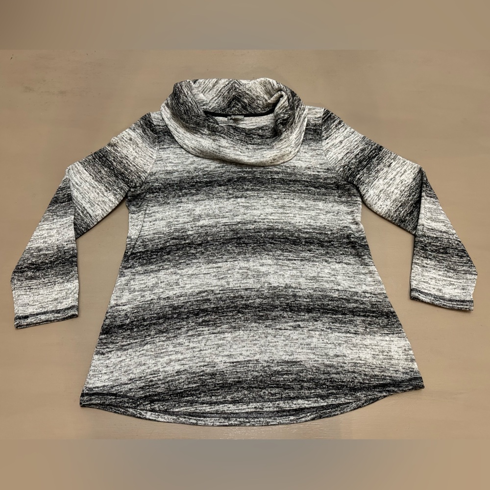T by Talbots Women’s Black and Gray Knit Cowl Neck Long Sleeve Sweater Size L